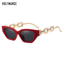 Load image into Gallery viewer, HOLTMANCE Vintage Sunglasses Women Square Chain Ladies Sun Glasses Cat Eye UV400 Gold Black 2023 Female Accessories