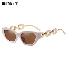 Load image into Gallery viewer, HOLTMANCE Vintage Sunglasses Women Square Chain Ladies Sun Glasses Cat Eye UV400 Gold Black 2023 Female Accessories