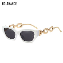 Load image into Gallery viewer, HOLTMANCE Vintage Sunglasses Women Square Chain Ladies Sun Glasses Cat Eye UV400 Gold Black 2023 Female Accessories