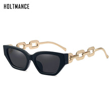 Load image into Gallery viewer, HOLTMANCE Vintage Sunglasses Women Square Chain Ladies Sun Glasses Cat Eye UV400 Gold Black 2023 Female Accessories