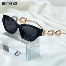 Load image into Gallery viewer, HOLTMANCE Vintage Sunglasses Women Square Chain Ladies Sun Glasses Cat Eye UV400 Gold Black 2023 Female Accessories