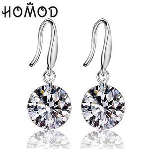 2017 New Women Silver stud Earring Luxury Bling CZ Bare Rhinestone Female Ear Jewelry Wholesale