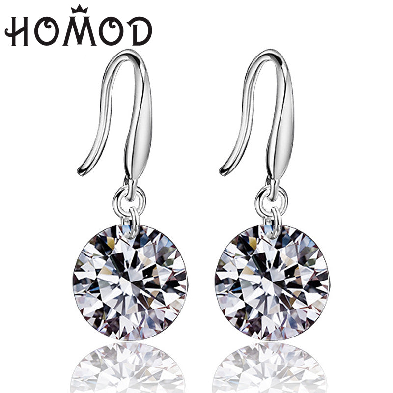 2017 New Women Silver stud Earring Luxury Bling CZ Bare Rhinestone Female Ear Jewelry Wholesale