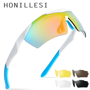 HONILLESI TR90 Polarized Sports Men Sunglasses Sun Glasses 2023 Oversize Big Frame Fishing Protection Goggles 5 Lens 8004