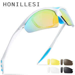 HONILLESI TR90 Polarized Sports Men Sunglasses Sun Glasses Women Driving Fishing Outdoor Myopia Prescription Goggles 5 Lens 8006