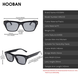 HOOBAN 2023 Classic Rectangle Sunglasses Women Men Brand Design Rivet Plastic Sun Glasse Men s Retro Black Sunglass Shades UV400