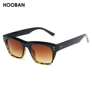 HOOBAN 2023 Classic Rectangle Sunglasses Women Men Brand Design Rivet Plastic Sun Glasse Men s Retro Black Sunglass Shades UV400