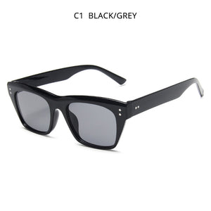 HOOBAN 2023 Classic Rectangle Sunglasses Women Men Brand Design Rivet Plastic Sun Glasse Men s Retro Black Sunglass Shades UV400
