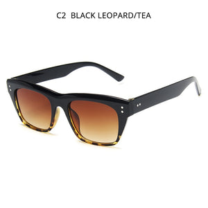 HOOBAN 2023 Classic Rectangle Sunglasses Women Men Brand Design Rivet Plastic Sun Glasse Men s Retro Black Sunglass Shades UV400