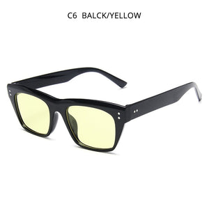 HOOBAN 2023 Classic Rectangle Sunglasses Women Men Brand Design Rivet Plastic Sun Glasse Men s Retro Black Sunglass Shades UV400