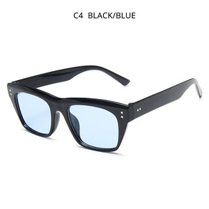 HOOBAN 2023 Classic Rectangle Sunglasses Women Men Brand Design Rivet Plastic Sun Glasse Men s Retro Black Sunglass Shades UV400
