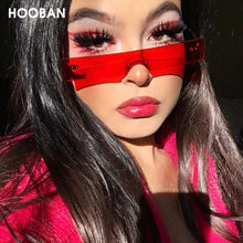 Load image into Gallery viewer, HOOBAN 2023 Rectangle Sunglasses Women Flat Top Brand Designer  Sun Glasses Female Rimless One-piece Lens Eyewear