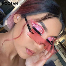 Load image into Gallery viewer, HOOBAN 2023 Rectangle Sunglasses Women Flat Top Brand Designer  Sun Glasses Female Rimless One-piece Lens Eyewear