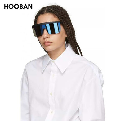 HOOBAN 2023 One-piece Sports Sunglasses Men Women Flat Top Half Frame Sun Glasses Vintage Outdoor Goggle UV400