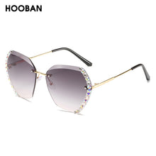 Load image into Gallery viewer, HOOBAN 2023 Rhinestone  Sunglasses Women Vintage Rimless Crystal Sun Glasses Female  Diamond Eyewear Shade