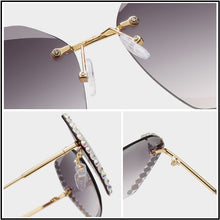 Load image into Gallery viewer, HOOBAN 2023 Rhinestone  Sunglasses Women Vintage Rimless Crystal Sun Glasses Female  Diamond Eyewear Shade