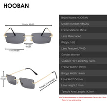 Load image into Gallery viewer, HOOBAN 2023 Rectangle Small Sunglasses Women  Brand Rimless Ladies Sun Glasses Ocean Colors Eyeglasses UV400