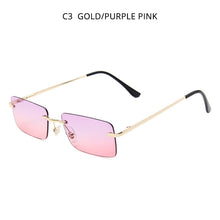 Load image into Gallery viewer, HOOBAN 2023 Rectangle Small Sunglasses Women  Brand Rimless Ladies Sun Glasses Ocean Colors Eyeglasses UV400