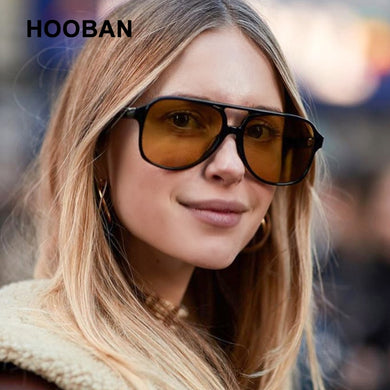 HOOBAN 2023  Pilot Sunglasses Men Women Vintage Oversiezd Aviator Sun Glasses Unisex Driving Eyeglasses UV400