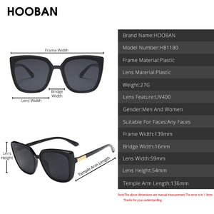 HOOBAN Brand Designer Cateye Women Sunglasses 2023 Retro Oversized Women's Sun Glasses  Square Spectacles UV400