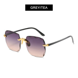 HOOBAN Brand Designer Square Sunglasses Women Rimless Cut Edge Sun Glasses For Ladies Classic Gradient Eyeglasses UV400