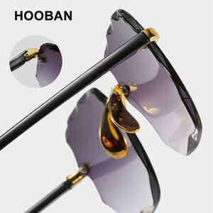 HOOBAN Brand Designer Square Sunglasses Women Rimless Cut Edge Sun Glasses For Ladies Classic Gradient Eyeglasses UV400