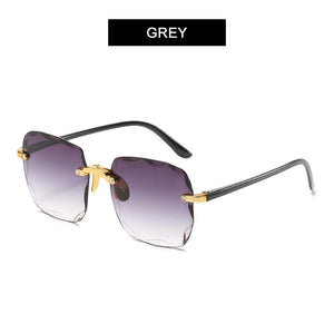 HOOBAN Brand Designer Square Sunglasses Women Rimless Cut Edge Sun Glasses For Ladies Classic Gradient Eyeglasses UV400
