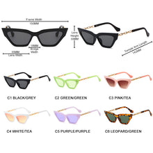 Carica l&#39;immagine nel visualizzatore di Gallery, HOOBAN Classic Cat Eye Occhiali da sole Donna Designer di marca Collana Montatura in metallo Occhiali da sole Donna Occhiali da vista da esterno UV400 