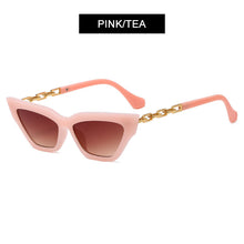Carica l&#39;immagine nel visualizzatore di Gallery, HOOBAN Classic Cat Eye Occhiali da sole Donna Designer di marca Collana Montatura in metallo Occhiali da sole Donna Occhiali da vista da esterno UV400 