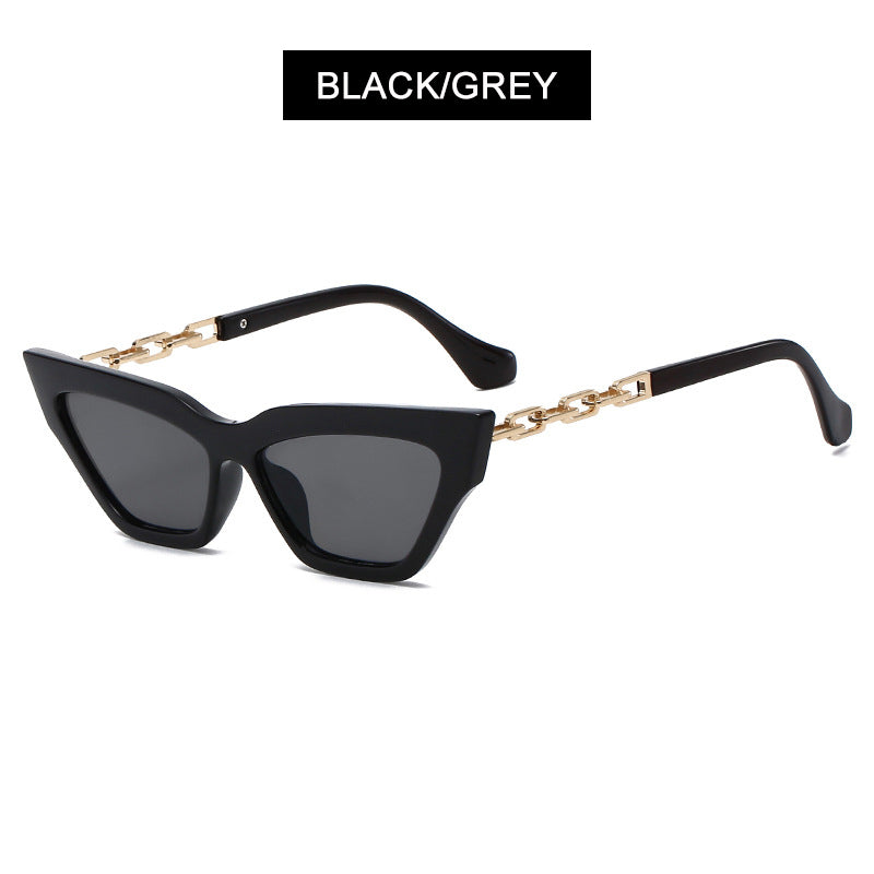 HOOBAN Classic Cat Eye Sunglasses Women Brand Designer Necklace Metal Frame Sun Glasses Ladies  Outdoor Eyeglasses UV400