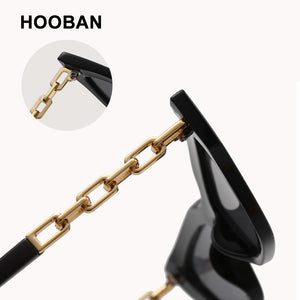 HOOBAN Classic Cat Eye Sunglasses Women Brand Designer Necklace Metal Frame Sun Glasses Ladies  Outdoor Eyeglasses UV400