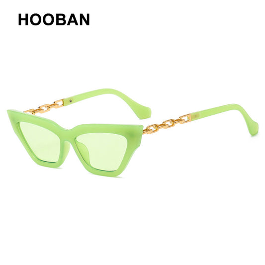 HOOBAN Classic Cat Eye Occhiali da sole Donna Designer di marca Collana Montatura in metallo Occhiali da sole Donna Occhiali da vista da esterno UV400 