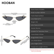 Load image into Gallery viewer, HOOBAN Classic Cat Eye Sunglasses Women Cute Sexy Small Cateye Sun Glasses For Ladies 9 Colors Shades Eyeglasses UV400