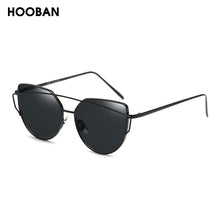 Load image into Gallery viewer, HOOBAN Classic Cat Eye Sunglasses Women Metal Big Cateye Sun Glasses For Ladies Vintage Mirror Shades Oculos UV400