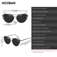 Load image into Gallery viewer, HOOBAN Classic Cat Eye Sunglasses Women Metal Big Cateye Sun Glasses For Ladies Vintage Mirror Shades Oculos UV400