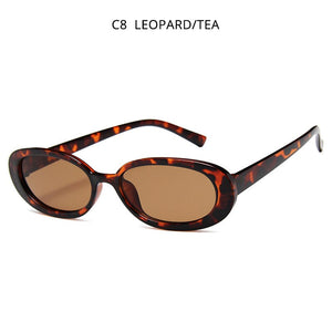 HOOBAN Classic Oval Sunglasses Women Stylish Cow Color Ladies Sun Glasses Small Shades UV400