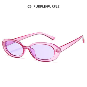HOOBAN Classic Oval Sunglasses Women Stylish Cow Color Ladies Sun Glasses Small Shades UV400