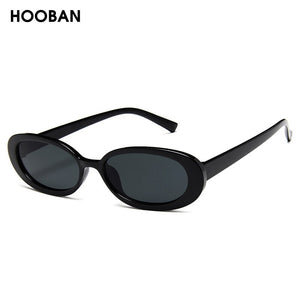 HOOBAN Classic Oval Sunglasses Women Stylish Cow Color Ladies Sun Glasses Small Shades UV400