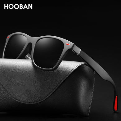 HOOBAN Classic Square Polarized Sunglasses Men Women Brand Designer Sun Glasses Male Retro Black Driver's Eyewear UV400