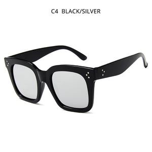 HOOBAN Classic Square Women Sunglasses Retro Black Glasses For Female Male Rivet Driving Eyeglasses Unisex Shade