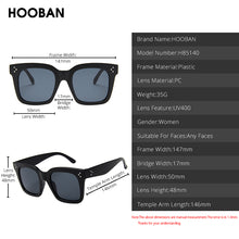 Load image into Gallery viewer, HOOBAN Classic Square Women Sunglasses Retro Black Glasses For Female Male Rivet Driving Eyeglasses Unisex Shade