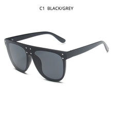 Load image into Gallery viewer, HOOBAN Classic Squared Sunglasses Men Women Flat Top Round Sun Glasses Male Female Vintage Rivet Driving Eyewear UV400