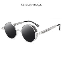 Load image into Gallery viewer, HOOBAN Classic Steampunk Sunglasses Men Women Retro Gothic Round Male&#39;s Glasses Metal Driving Goggle UV400