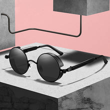 Load image into Gallery viewer, HOOBAN Classic Steampunk Sunglasses Men Women Retro Gothic Round Male&#39;s Glasses Metal Driving Goggle UV400
