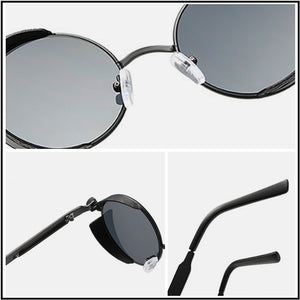 HOOBAN Classic Steampunk Sunglasses Men Women Retro Gothic Round Male's Glasses Metal Driving Goggle UV400