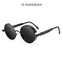 Load image into Gallery viewer, HOOBAN Classic Steampunk Sunglasses Men Women Retro Gothic Round Male&#39;s Glasses Metal Driving Goggle UV400