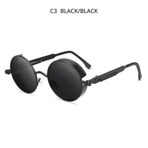 HOOBAN Classic Steampunk Sunglasses Men Women Retro Gothic Round Male's Glasses Metal Driving Goggle UV400