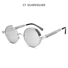 Load image into Gallery viewer, HOOBAN Classic Steampunk Sunglasses Men Women Retro Gothic Round Male&#39;s Glasses Metal Driving Goggle UV400