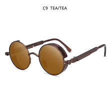Load image into Gallery viewer, HOOBAN Classic Steampunk Sunglasses Men Women Retro Gothic Round Male&#39;s Glasses Metal Driving Goggle UV400