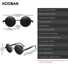 Load image into Gallery viewer, HOOBAN Classic Steampunk Sunglasses Men Women Retro Gothic Round Male&#39;s Glasses Metal Driving Goggle UV400